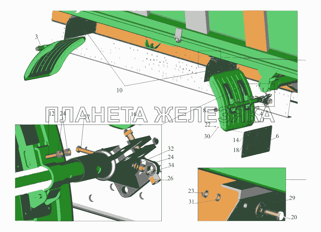 Установка крыльев 650108-8500048 МАЗ-650108